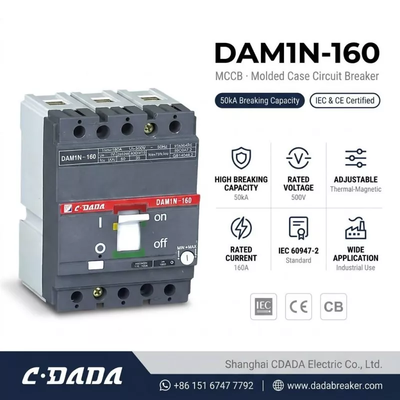CDADA выпускае аўтаматычны выключальнік высокай ёмістасці DAM1N-160 160A MCCB