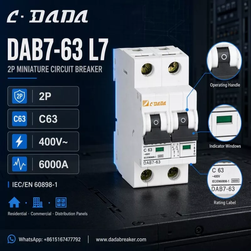 DAB7-63 L7 2P MCB - празрыстая, кампактная абарона для размеркавальных панэляў